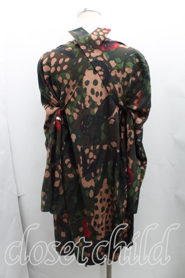 画像2: ヴィヴィアンウエストウッド 中古 / カモフラージュGARRET DRESS 38（7号） カーキ  H-25-03-30-070-op-OD-ZH (2)
