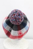 画像3: ヴィヴィアンウエストウッド 中古 / ORBチェックボンボンベレー帽  青  H-25-03-30-012-ha-OD-ZH (3)