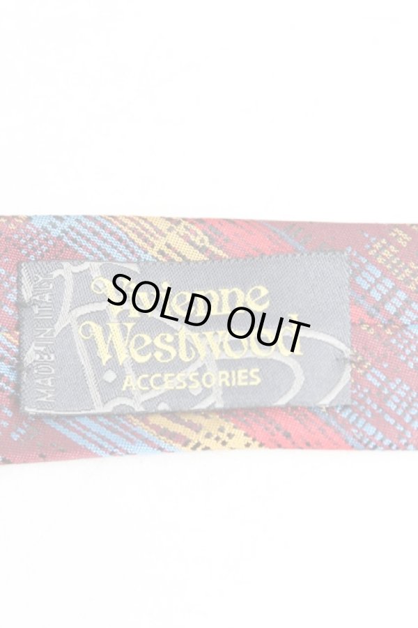 画像3: ヴィヴィアンウエストウッド MAN 中古 / オーブptレジメンタルネクタイ  赤x青x黄色  H-25-04-06-120-gd-OD-ZH (3)