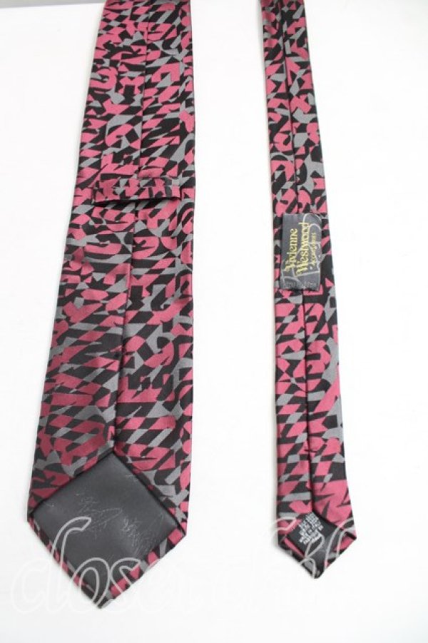 画像2: ヴィヴィアンウエストウッド MAN 中古 / モザイク柄ネクタイ  灰x紫  H-25-04-13-060-gd-OD-ZH (2)