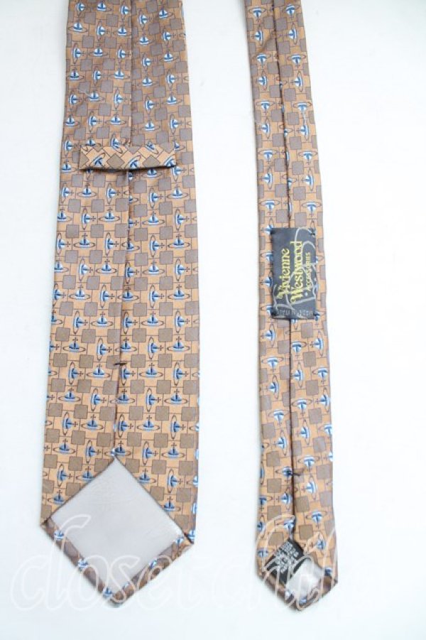 画像2: ヴィヴィアンウエストウッド MAN 中古 / オーブ総柄ネクタイ  茶  H-25-04-13-073-gd-OD-ZH (2)