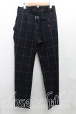 画像2: ヴィヴィアンウエストウッド 中古 / 格子チェックウールパンツ 2（9号相当） 紺  H-25-04-13-094-pa-IN-ZH (2)