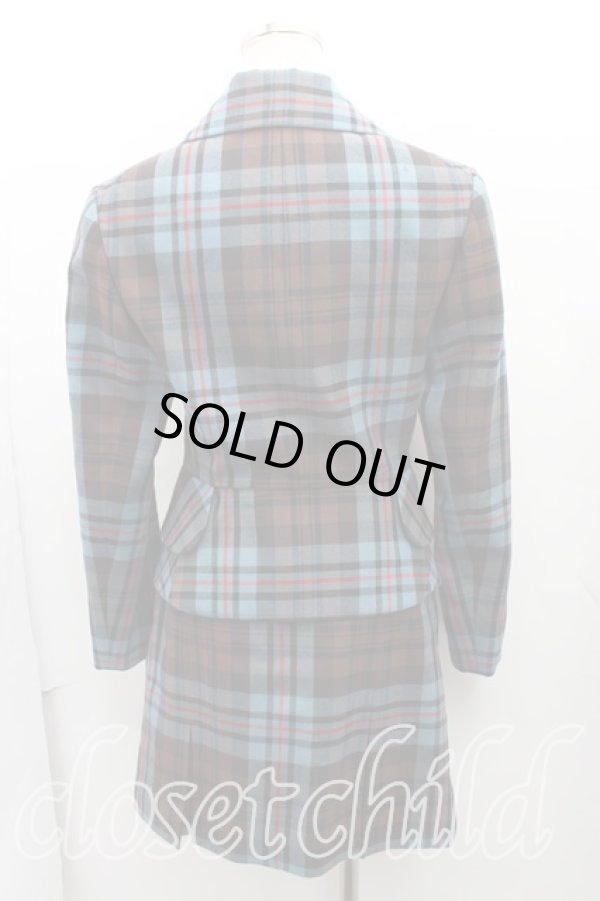 画像2: ヴィヴィアンウエストウッド 中古 / タータンチェックラブジャケットセットアップ 01(7号) 青  H-25-04-20-024-su-OD-ZH (2)