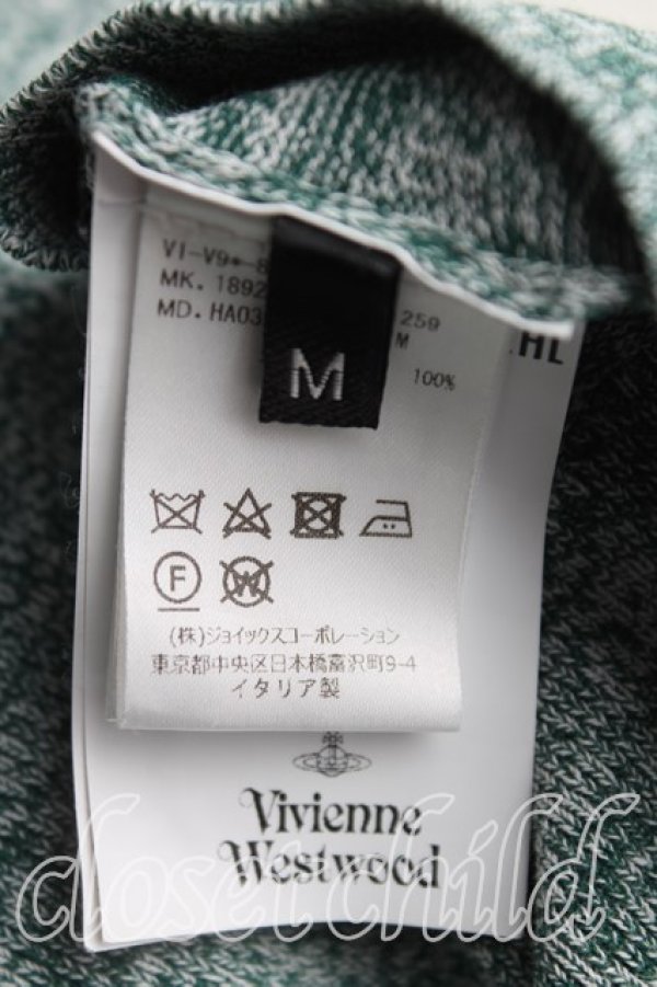 画像3: ヴィヴィアンウエストウッド MAN 中古 / カラーオーブ刺繍ボーダーサマーニット M 緑  H-25-04-20-043-to-OD-ZH (3)