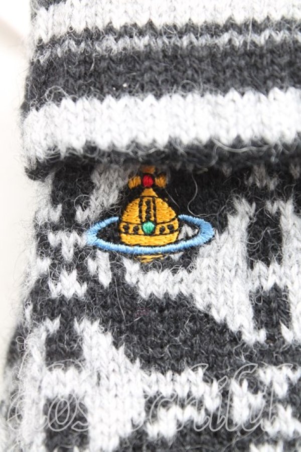 画像2: ヴィヴィアンウエストウッド 中古 / オーブ総柄手袋  黒  H-25-05-11-062-gd-OD-ZH (2)