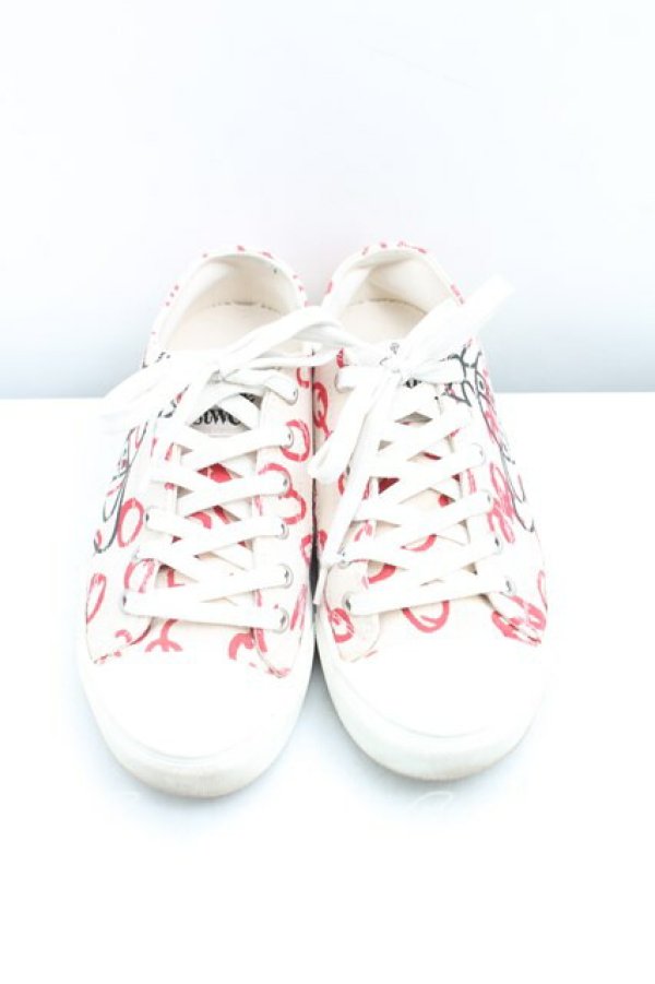 画像2: ヴィヴィアンウエストウッド 中古 / PLIMSOLLロースニーカー 38（24cm） 赤ｘ生成  H-25-05-18-021-sh-OD-ZH (2)