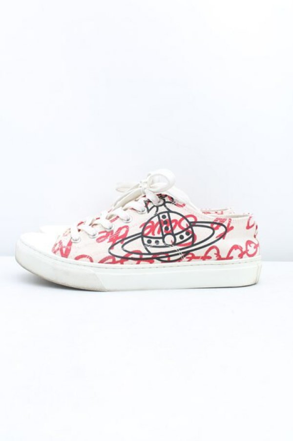 画像3: ヴィヴィアンウエストウッド 中古 / PLIMSOLLロースニーカー 38（24cm） 赤ｘ生成  H-25-05-18-021-sh-OD-ZH (3)