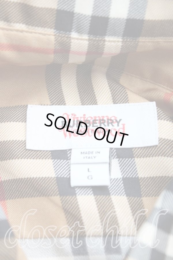 画像3: ヴィヴィアンウエストウッド 中古 / ヴィヴィアンウエストウッドｘBURBERRYコラボシャツ L 茶  H-25-05-25-025-bl-OD-ZH (3)