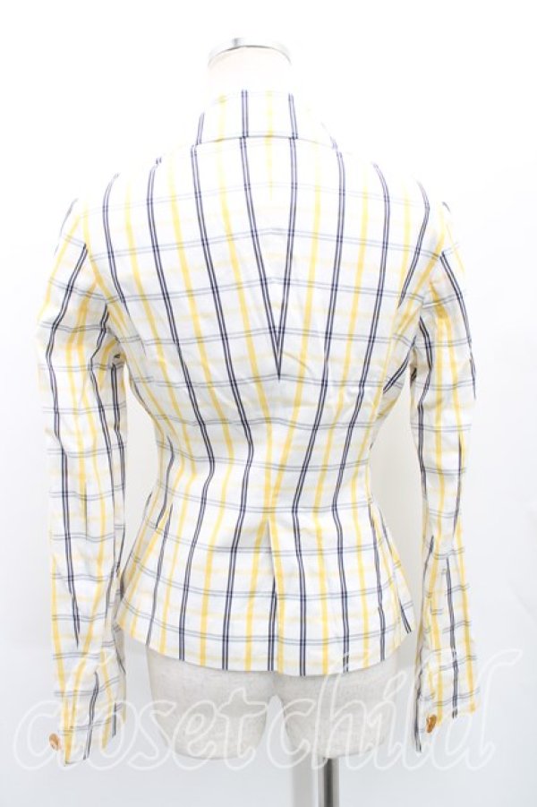 画像2: ヴィヴィアンウエストウッド 中古 / グラフチェックシングルジャケット サイズ40（9号） 黄色  H-25-05-25-001-jc-OD-ZH (2)