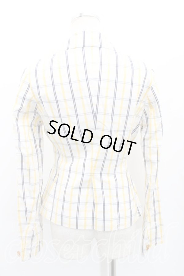 画像2: ヴィヴィアンウエストウッド 中古 / グラフチェックシングルジャケット サイズ40（9号） 黄色  H-25-05-25-001-jc-OD-ZH (2)