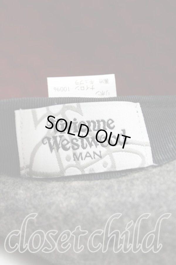 画像4: ヴィヴィアンウエストウッド MAN 中古 / スエードハット  黒×灰  H-25-05-25-116-ha-IN-ZH (4)