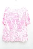 画像2: ANGLOMANIA 中古 / 総柄Tシャツ S 白×ピンク  H-25-06-01-048-ts-IN-ZH (2)