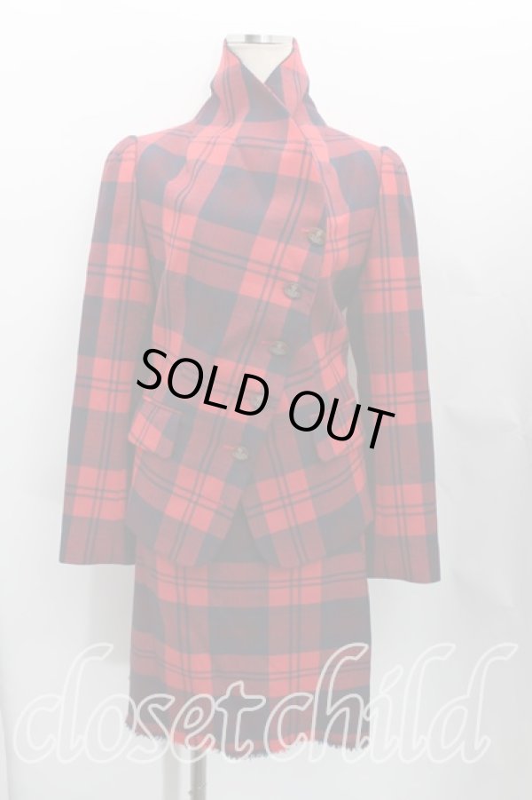 画像3: ヴィヴィアンウエストウッド 中古 / タータンチェックキルトスカートセットアップ 1（7号） 赤  H-25-06-01-119-su-IN-ZH (3)