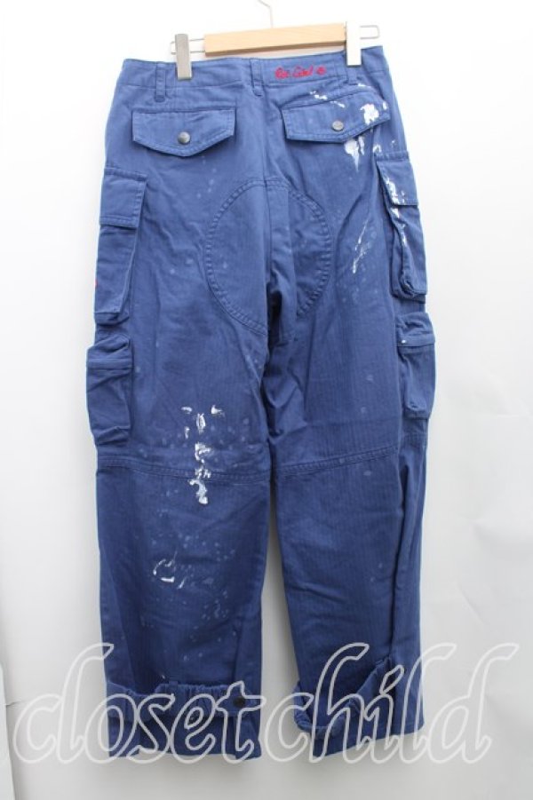 画像2: ヴィヴィアンウエストウッド 中古 / ヘリンボンスプラッシュペイントワークパンツ 00（ワンサイズ） 青  H-25-06-08-032-pa-OD-ZH (2)