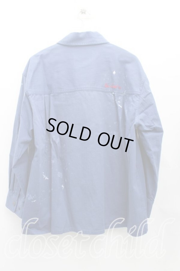 画像2: ヴィヴィアンウエストウッド 中古 / ヘリンボンツイルスプラッシュペイントワークシャツ 00（ワンサイズ） 青  H-25-06-08-047-bl-OD-ZH (2)