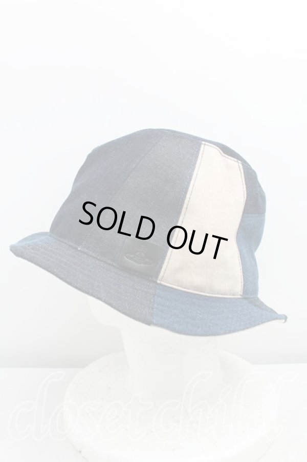 画像2: ヴィヴィアンウエストウッド MAN 中古 / パッチワークデニムバケットハット  インディゴ  H-25-06-08-120-ha-IN-ZH (2)
