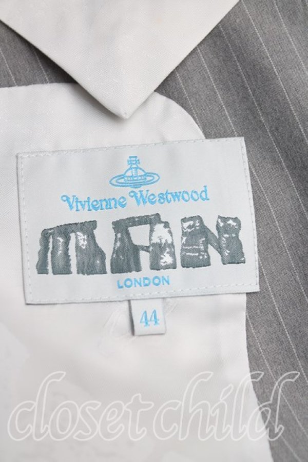 画像3: ヴィヴィアンウエストウッド MAN 中古 / ピンストライプシングルジャケット 44(メンズS) 灰  H-25-06-15-004-jc-IN-ZH (3)