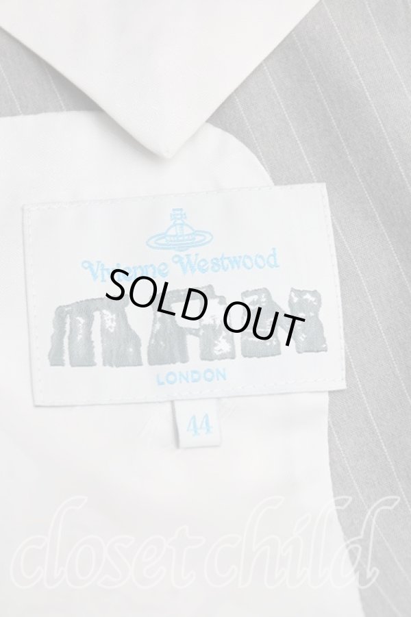 画像3: ヴィヴィアンウエストウッド MAN 中古 / ピンストライプシングルジャケット 44(メンズS) 灰  H-25-06-15-004-jc-IN-ZH (3)