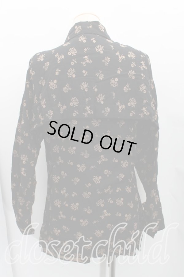 画像2: ヴィヴィアンウエストウッド MAN 中古 / フラワー総柄変形シャツ 46(メンズM) 黒×茶  H-25-06-22-023-bl-IN-ZH (2)