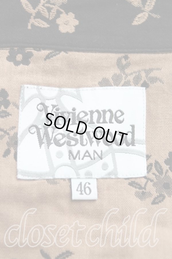 画像3: ヴィヴィアンウエストウッド MAN 中古 / フラワー総柄変形シャツ 46(メンズM) 黒×茶  H-25-06-22-023-bl-IN-ZH (3)