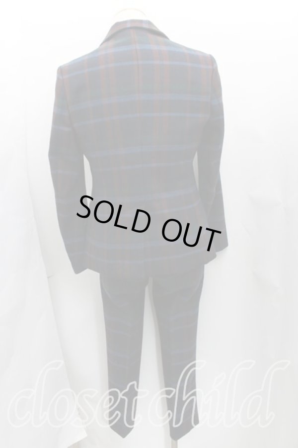 画像2: ヴィヴィアンウエストウッド MAN 中古 / タータンチェックウールセットアップ JKT46(メンズM)/PNT44(メンズS) 紺×茶  H-25-06-22-029-su-IN-ZH (2)