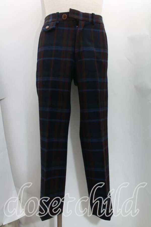 画像3: ヴィヴィアンウエストウッド MAN 中古 / タータンチェックウールセットアップ JKT46(メンズM)/PNT44(メンズS) 紺×茶  H-25-06-22-029-su-IN-ZH (3)