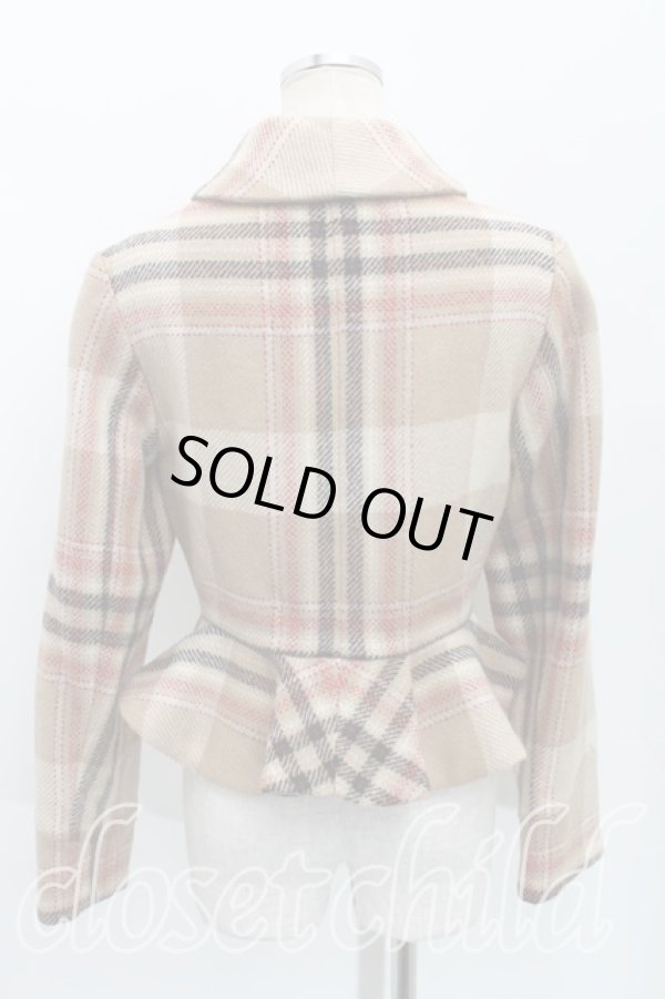 画像2: 【Vintageオークション】ヴィヴィアンウエストウッド 中古 / メトロポリタンチェックツイードウエストシェイプツイードジャケット 40(9号) 茶  H-25-06-28-018-jc-IN-ZH (2)