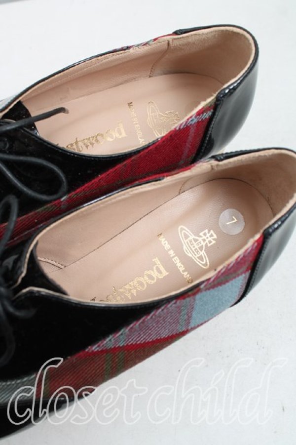 画像6: ヴィヴィアンウエストウッド 中古 / ロッキンホースギリー UK7(25.5〜26.0cm) 黒×タータン  H-25-06-29-012-sh-IN-ZH (6)