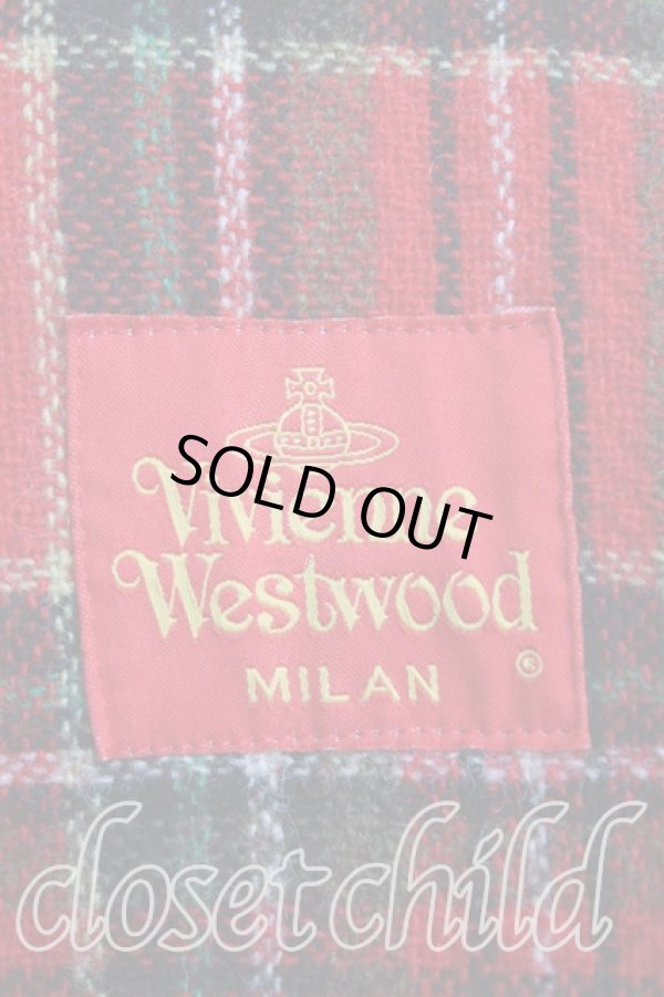 画像3: 【Vintage放出】ヴィヴィアンウエストウッド 中古 / タータンチェックAラインコート  赤  H-25-07-05-032-co-OD-ZH (3)