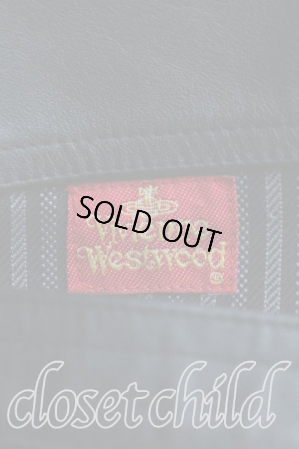 画像3: 【Vintage放出】ヴィヴィアンウエストウッド 中古 / ストライプレザー切リ替エパンツ  黒  H-25-07-05-034-pa-OD-ZH (3)