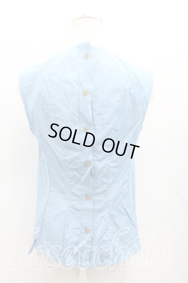 画像2: 【Vintage放出】ヴィヴィアンウエストウッド 中古 / ストライプノースリーブシャツ UK10 青  H-25-07-05-040-bl-IN-ZH (2)