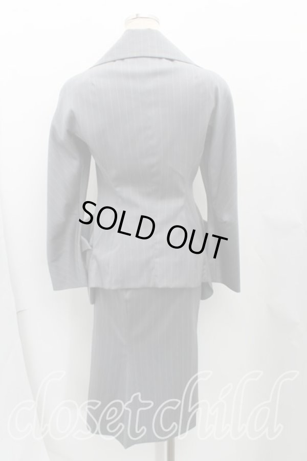 画像2: 【Vintage放出】ヴィヴィアンウエストウッド 中古 / ストライプBIGボタンセットアップ UK10 灰  H-25-07-05-044-su-OD-ZH (2)