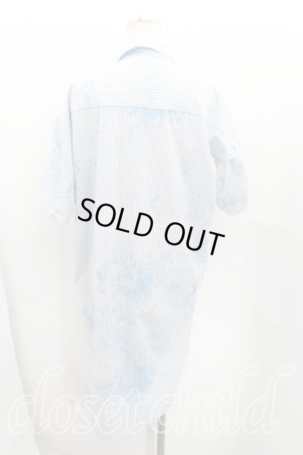 画像2: ヴィヴィアンウエストウッド 中古 / 単色オーブ刺繍ストライプ半袖シャツワンピース 2(9号) 水色  H-25-07-13-004-op-IN-ZH (2)