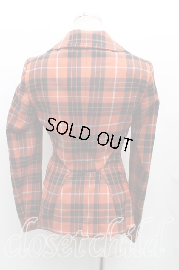 画像2: ANGLOMANIA 中古 / タータンチェックジャケット 38（7号） 茶  H-25-07-13-001-jc-OD-ZH (2)