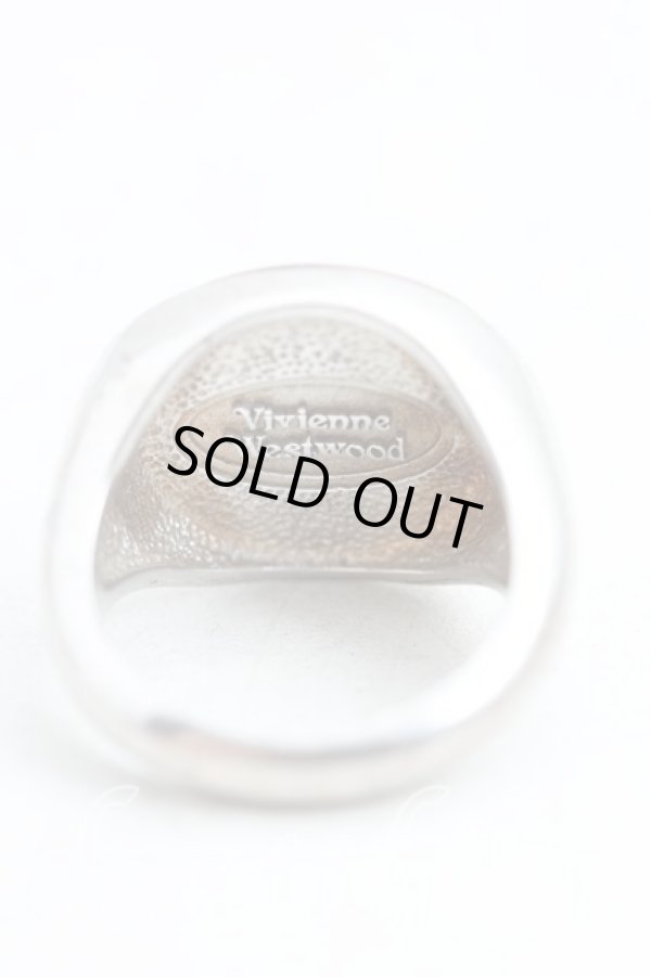 画像4: ヴィヴィアンウエストウッド 中古 / 【復刻】エナメルボタンリング M(14号) シルバー×黒  H-25-07-13-068-rg-IN-ZH (4)