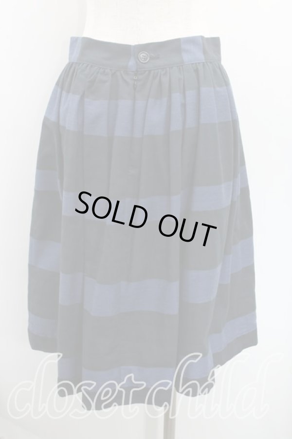 画像2: ANGLOMANIA 中古 / ボーダーフレアスカート 38（7号） 黒ｘ紺  H-25-07-13-016-sk-OD-ZH (2)