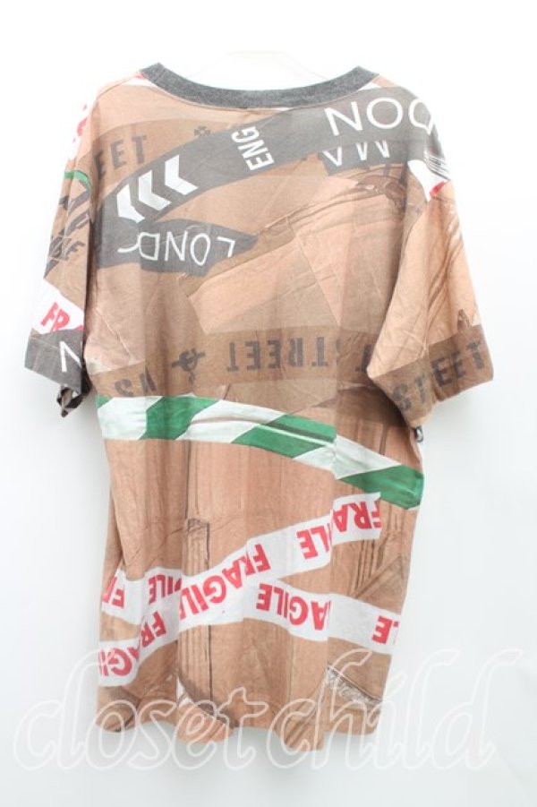 画像2: ヴィヴィアンウエストウッド MAN 中古 / CAUTION TAPE MAN LONDON Tシャツ 46 茶  H-25-07-20-030-ts-IN-ZH (2)