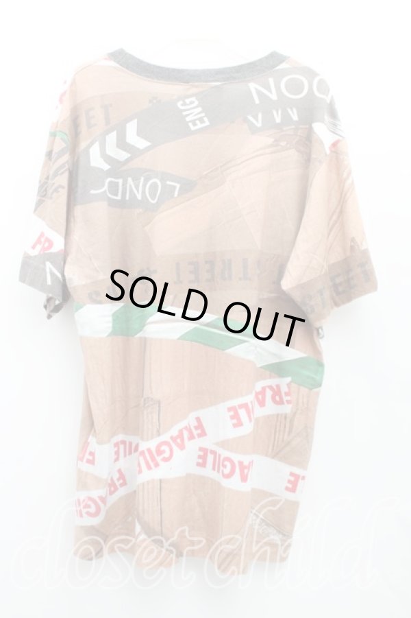 画像2: ヴィヴィアンウエストウッド MAN 中古 / CAUTION TAPE MAN LONDON Tシャツ 46 茶  H-25-07-20-030-ts-IN-ZH (2)