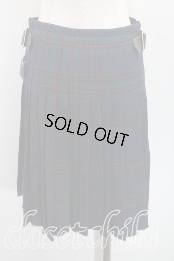 画像2: ヴィヴィアンウエストウッド 中古 / タータンチェックキルトスカート 2（9号） 緑  H-25-07-20-046-sk-OD-ZH (2)