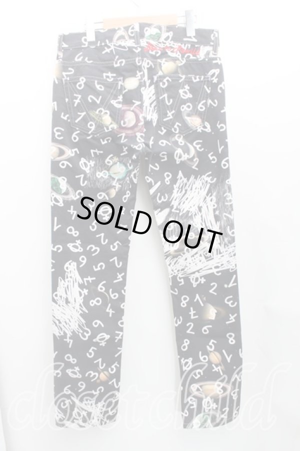 画像2: ヴィヴィアンウエストウッド 中古 / PLANTS AND NUMBERS-PRINT TROUSERS W28 黒  H-25-07-20-010-pa-IN-ZH (2)