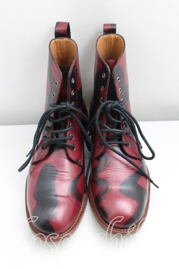 画像2: ヴィヴィアンウエストウッド 中古 / スクイグルアンクルブーツ 41(25.5) 赤×黒  H-25-07-20-102-sh-IN-ZH (2)