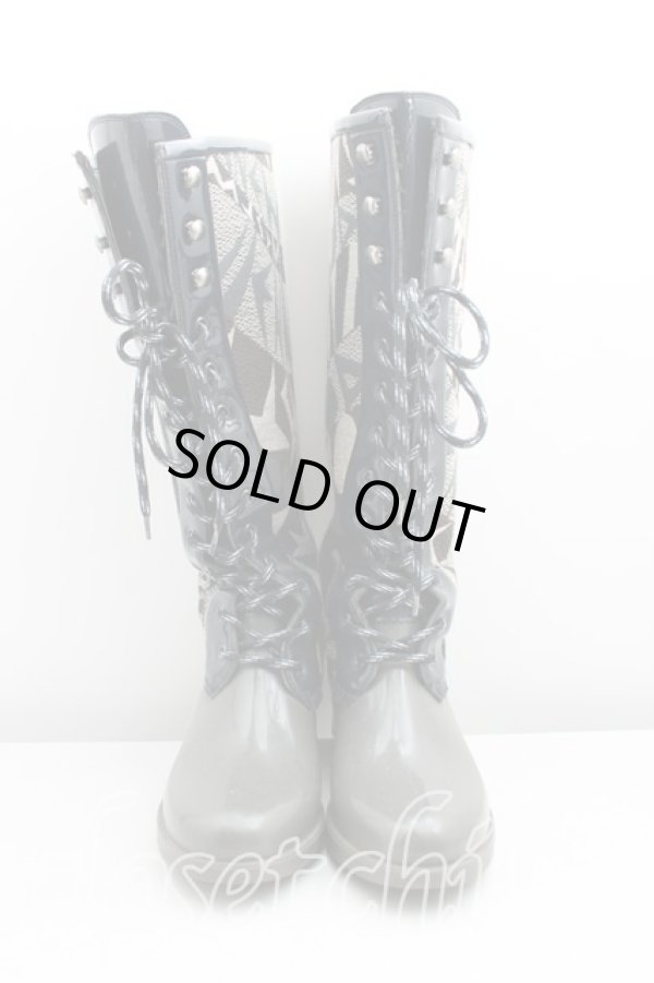 画像2: ヴィヴィアンウエストウッド 中古 / レースアップラバーブーツ 37（23.5cm） カーキ  H-25-07-20-104-sh-OD-ZH (2)