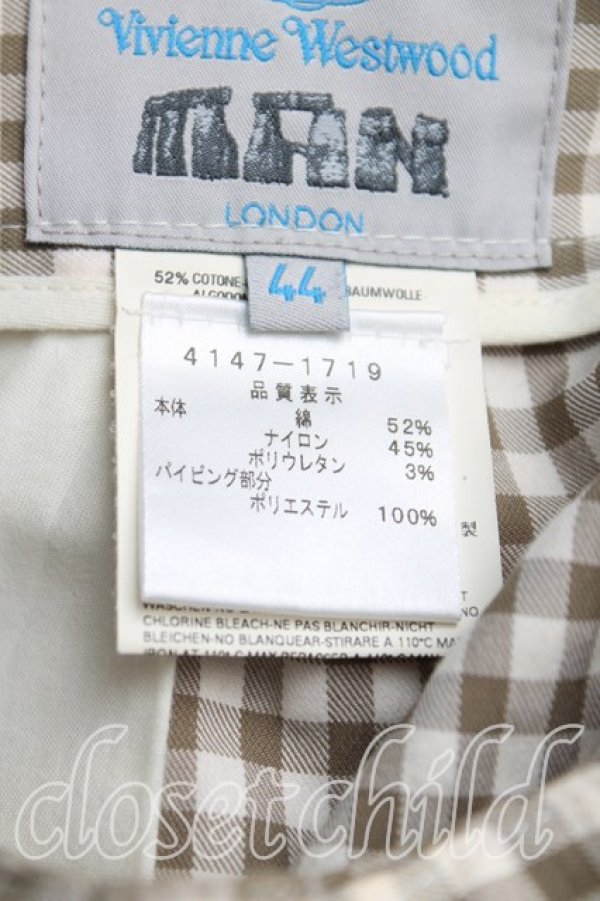 画像4: ヴィヴィアンウエストウッド MAN 中古 / ギンガムチェックアルコホリックパンツ 44(メンズS) クリーム  H-25-07-20-011-pa-IN-ZH (4)