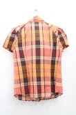 画像2: ヴィヴィアンウエストウッド 中古 / タータンチェックタイフロント半袖シャツ  茶ｘ黄色  H-25-08-03-023-bl-OD-ZH (2)