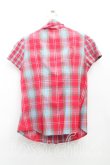 画像2: ヴィヴィアンウエストウッド 中古 / タータンチェックタイフロント半袖シャツ 2（9号相当） 赤  H-25-08-03-024-bl-OD-ZH (2)