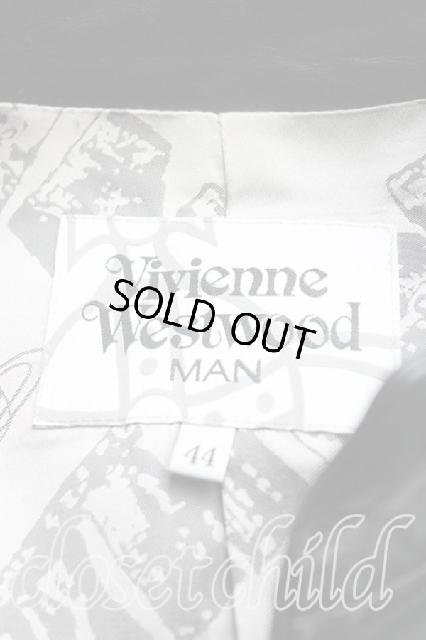 画像3: ヴィヴィアンウエストウッド MAN 中古 / リブ切替レザージャケット 44(メンズS) 黒  H-25-08-03-004-jc-IN-ZH (3)