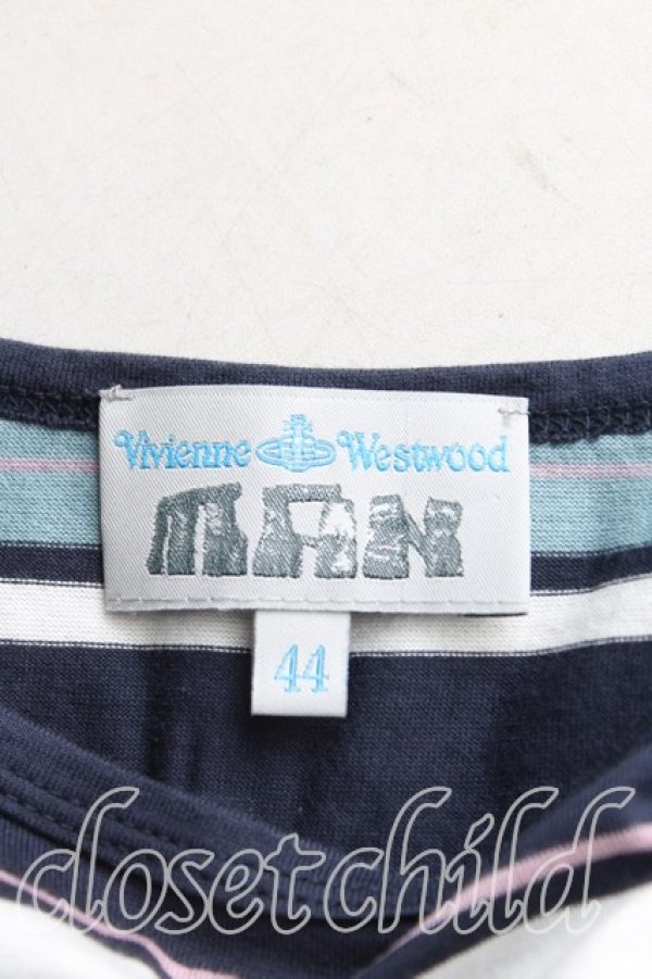 画像3: ヴィヴィアンウエストウッド MAN 中古 / ボーダーギャザーカットソー 44(メンズS) 紺  H-25-08-03-051-to-OD-ZH (3)