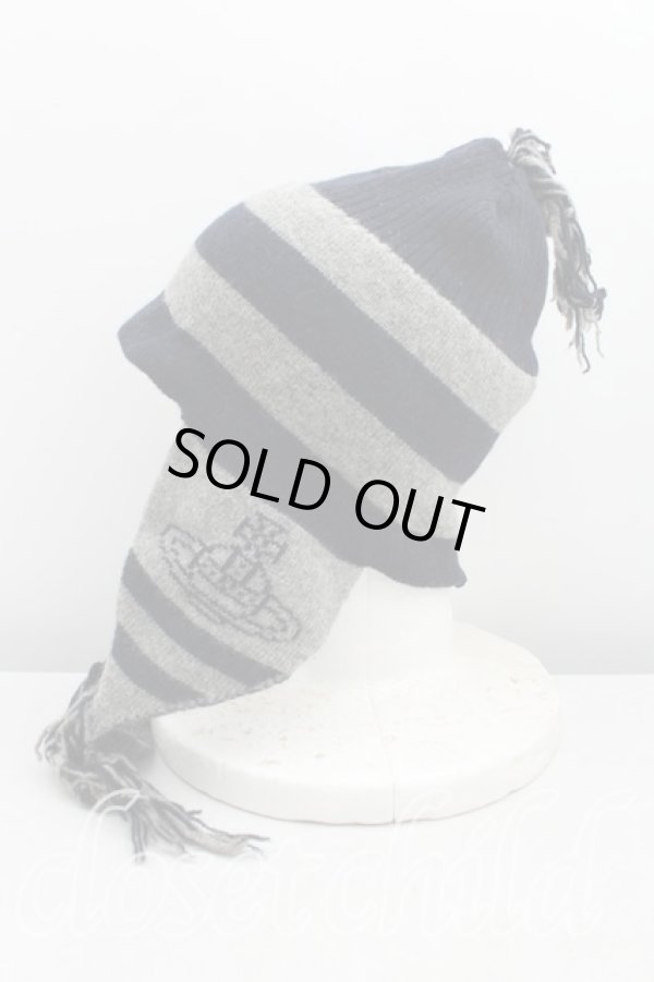 画像2: ヴィヴィアンウエストウッド 中古 / ボンボン付キ耳当テ帽  黒  H-25-08-03-076-ha-OD-ZH (2)