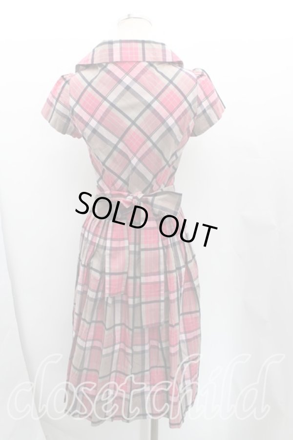 画像2: ヴィヴィアンウエストウッド 中古 / タータンチェックシャツワンピース 1(7号) ピンク  H-25-08-03-013-op-IN-ZH (2)