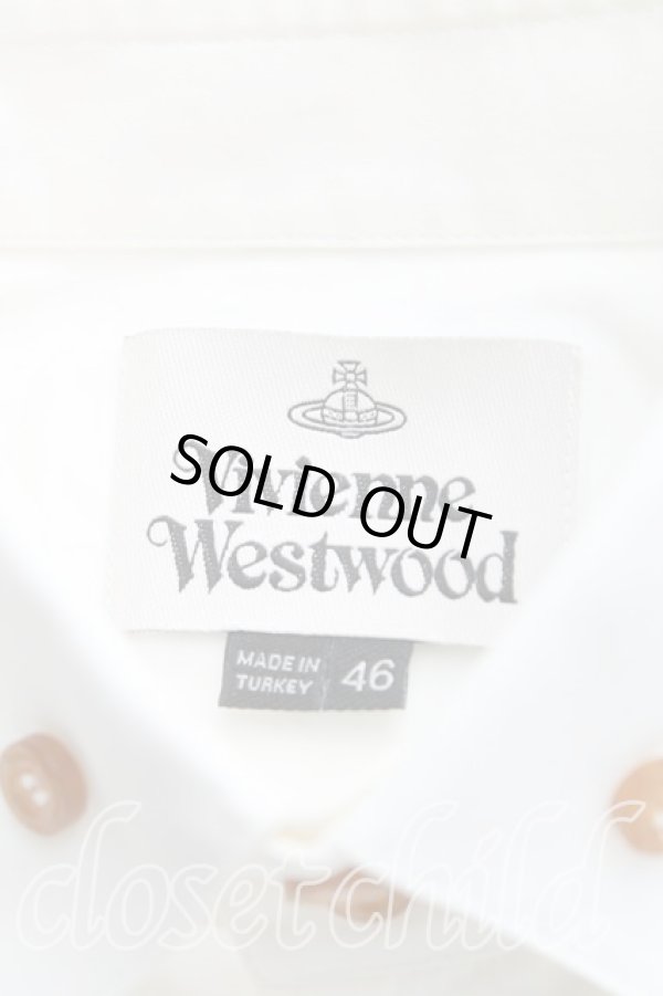 画像3: ヴィヴィアンウエストウッド MAN 中古 / カラーオーブ刺繍高襟シャツ 46（M） 白  H-25-08-10-007-bl-OD-ZH (3)